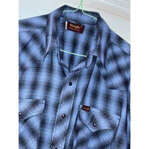 Wrangler Men’s Large Vintage Snap-Button Made in‎ USA Shirt Fast Shipping! LG